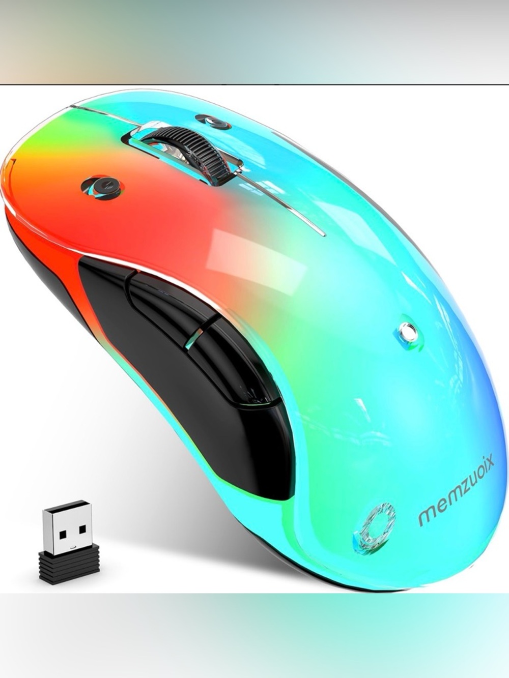 Iridescent Gradient Wireless Gaming Mouse - Aqua & Coral